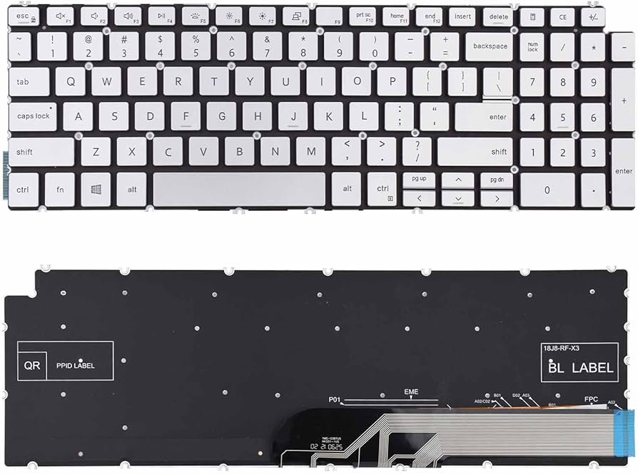 Bàn phím laptop Dell Inspiron 15 3501 3502 3505 3505 5501 5502 5508 5509 5584 5590 5593 5594 5598, Vostro 3500 (Gen 11) BẠC (LED, BH 6TH)