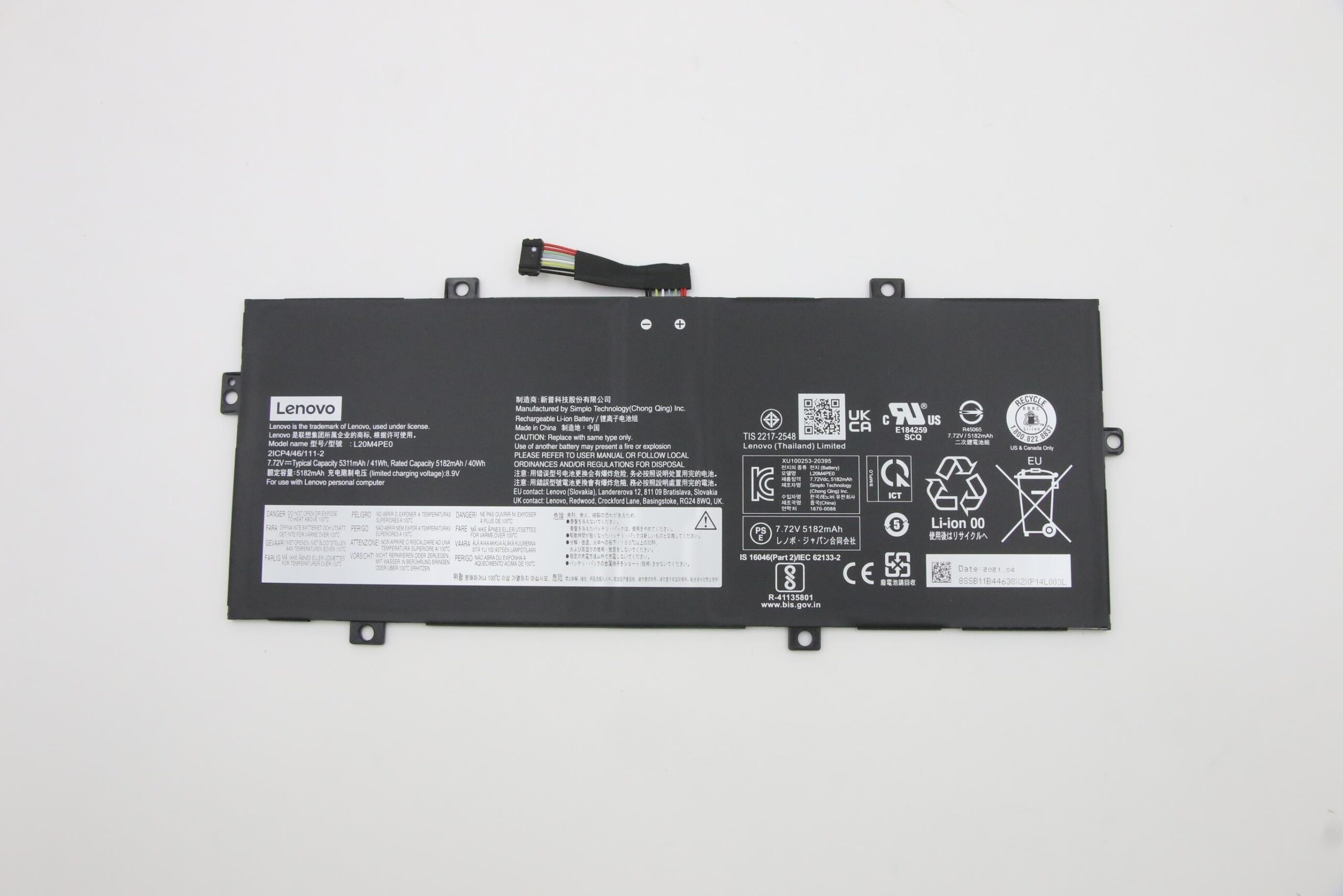Mặt trước pin laptop Lenovo Yoga Duet 7 13ITL6, L20M4PE0, L20C4PE0, 5B11B44627, 5B11B44628