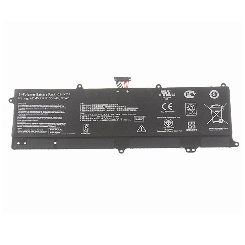Mặt trước pin laptop Asus X201, X201E, X202, X202E, S200, S200E, F201, Q200