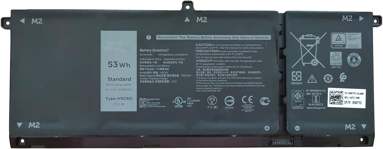 Mặt trước pin laptop Dell Latitude 3410, 3510, Vostro 5401, 5501, Inspiron 5400, 5501, H5CKD, 53WH