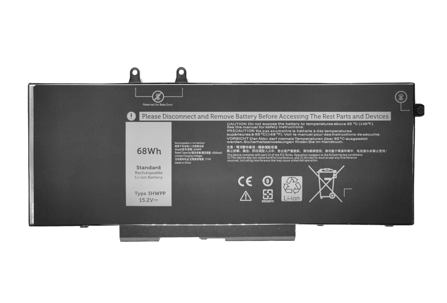 Mặt trước pin laptop Dell Latitude 5401, 5410, 5411, 5501, 5510, 5511, Precision 3541, 3551, 3HWPP