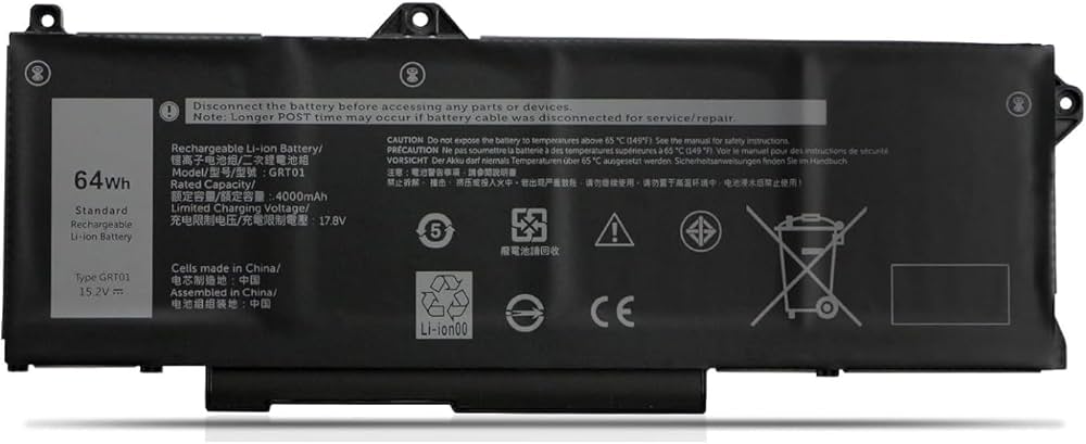 Mặt trước pin laptop Dell Latitude 5421, 5431, 5521, 5531, Precision 3470, 3561, 3571, GRT01