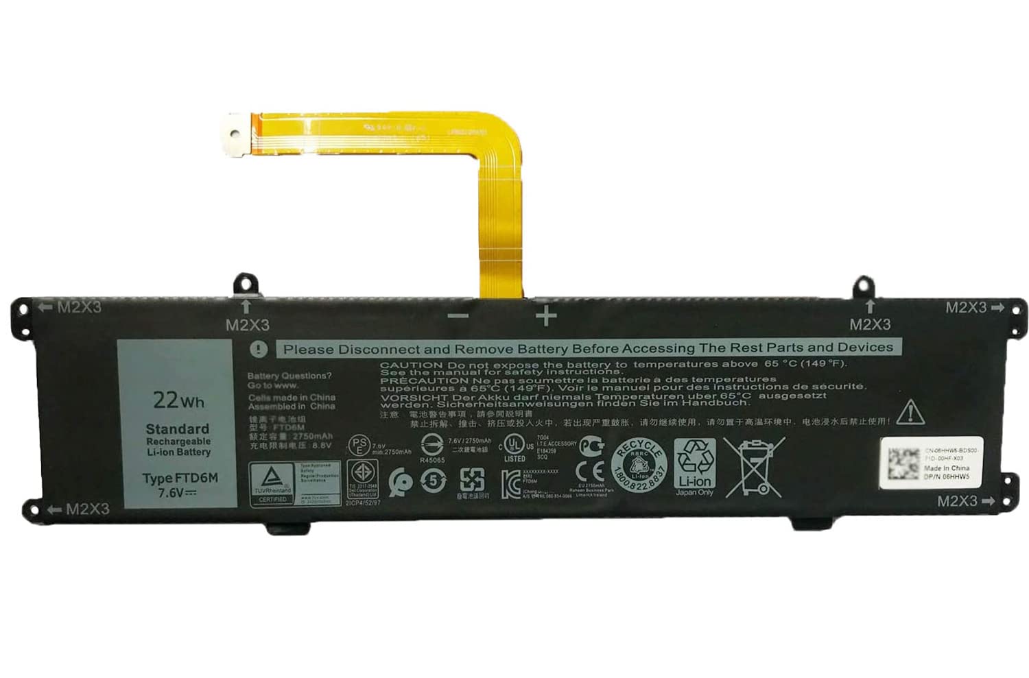 Mặt trước pin laptop Dell Latitude 7285 E7285 2-in-1 FTD6M 0FTD6M