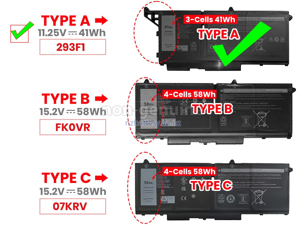 Mặt trước pin laptop Dell Latitude 7330 7430 7530 5330 5430 293F1 M69D0