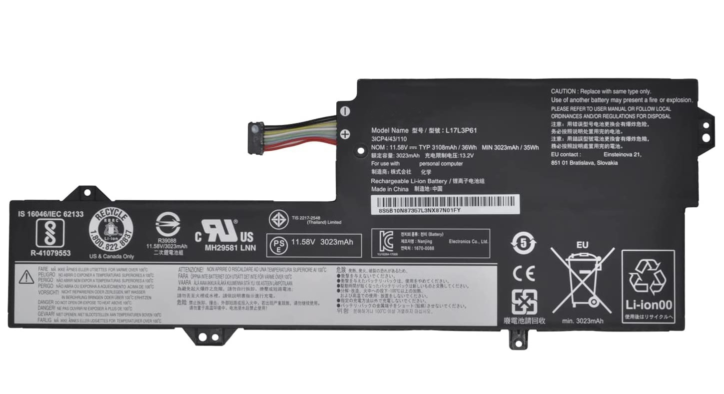 Mặt trước pin laptop Lenovo Ideapad 320S-13IKB, 320S-13ARR, L17M3P61, L17L3P61