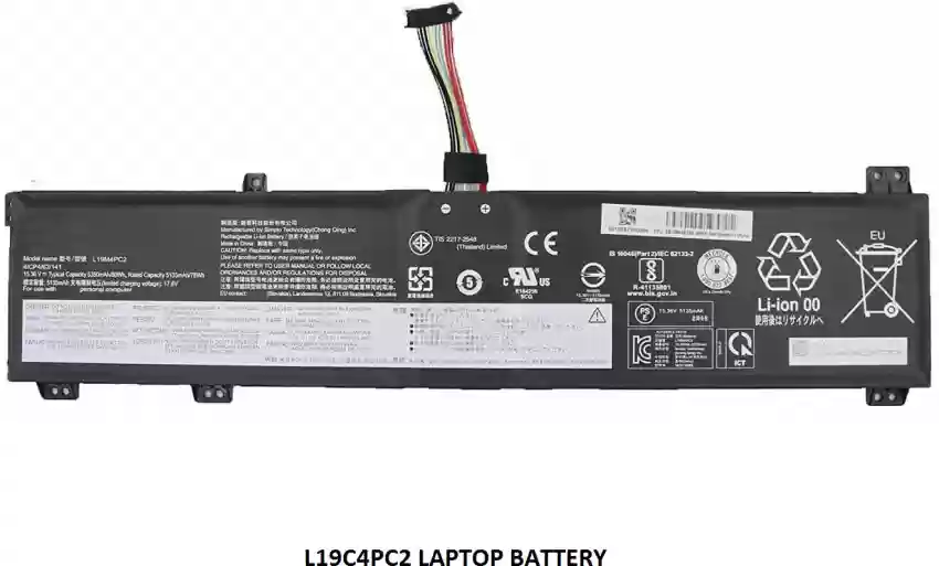Mặt trước pin laptop Lenovo Legion 5 15IMH05, 15ARH05, L19C4PC2, 80Wh, Pin Dài Cáp Dài