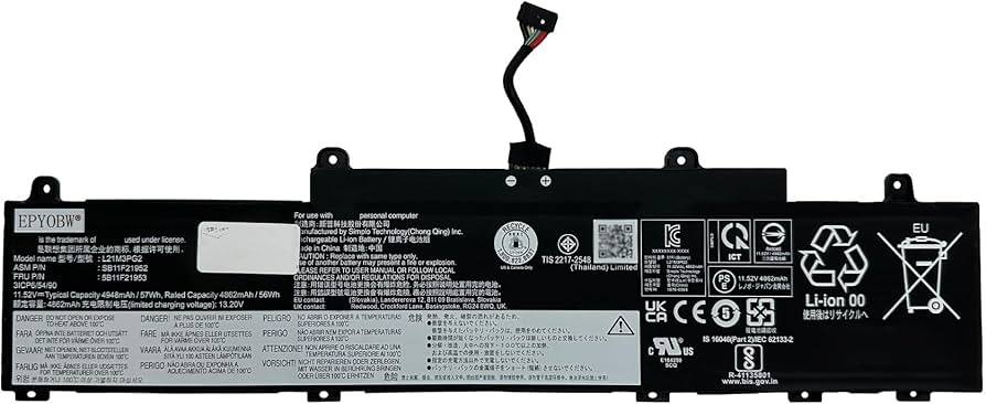 Mặt trước pin laptop Lenovo ThinkPad L14 Gen 3, L15 Gen 3, L21M3PG2, L21L3PG2, L21C3PG2