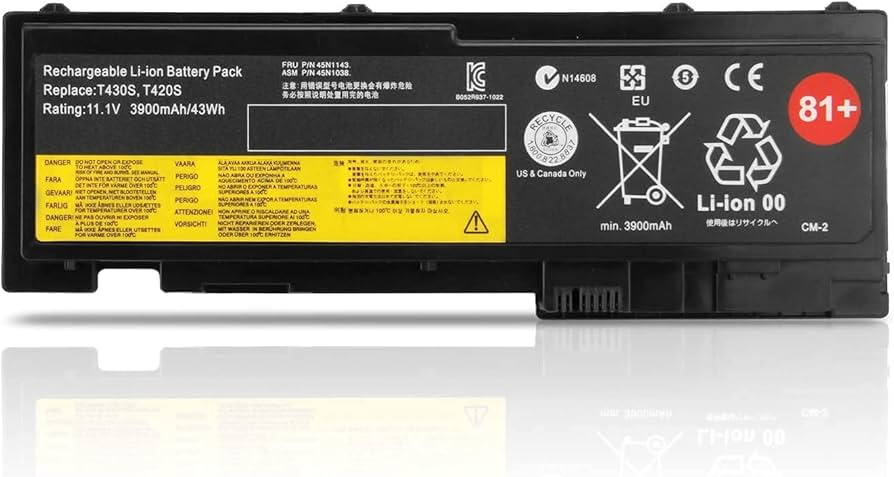 Mặt trước pin laptop Lenovo ThinkPad T420s T430s T420si T430si 66+ 81+