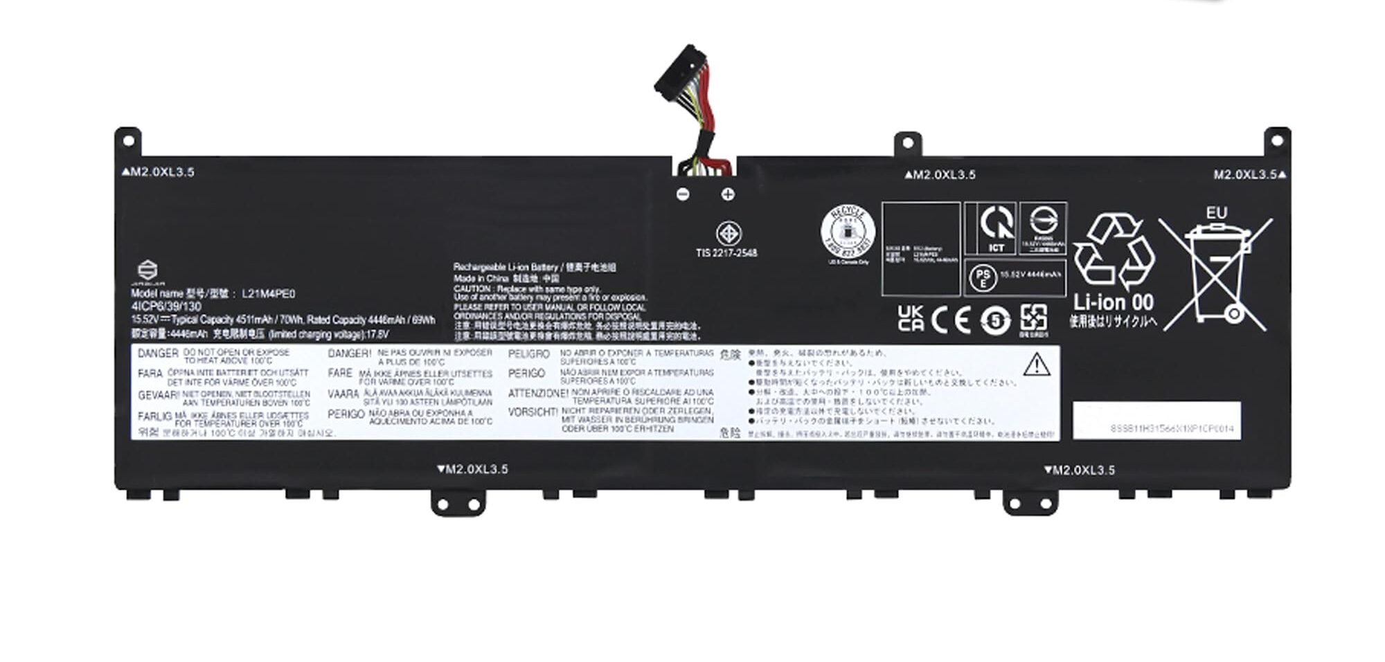 Mặt trước pin laptop Lenovo Yoga Pro 14s IAH7, Yoga Pro 14s ARH7, L21C4PE0, L21M4PE0