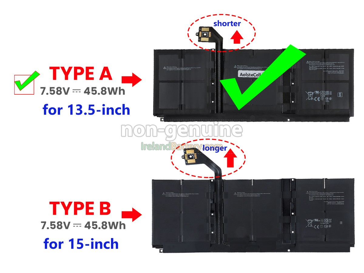 Mặt sau pin laptop Microsoft Surface Laptop 3, G3HTA057H, Model 1868