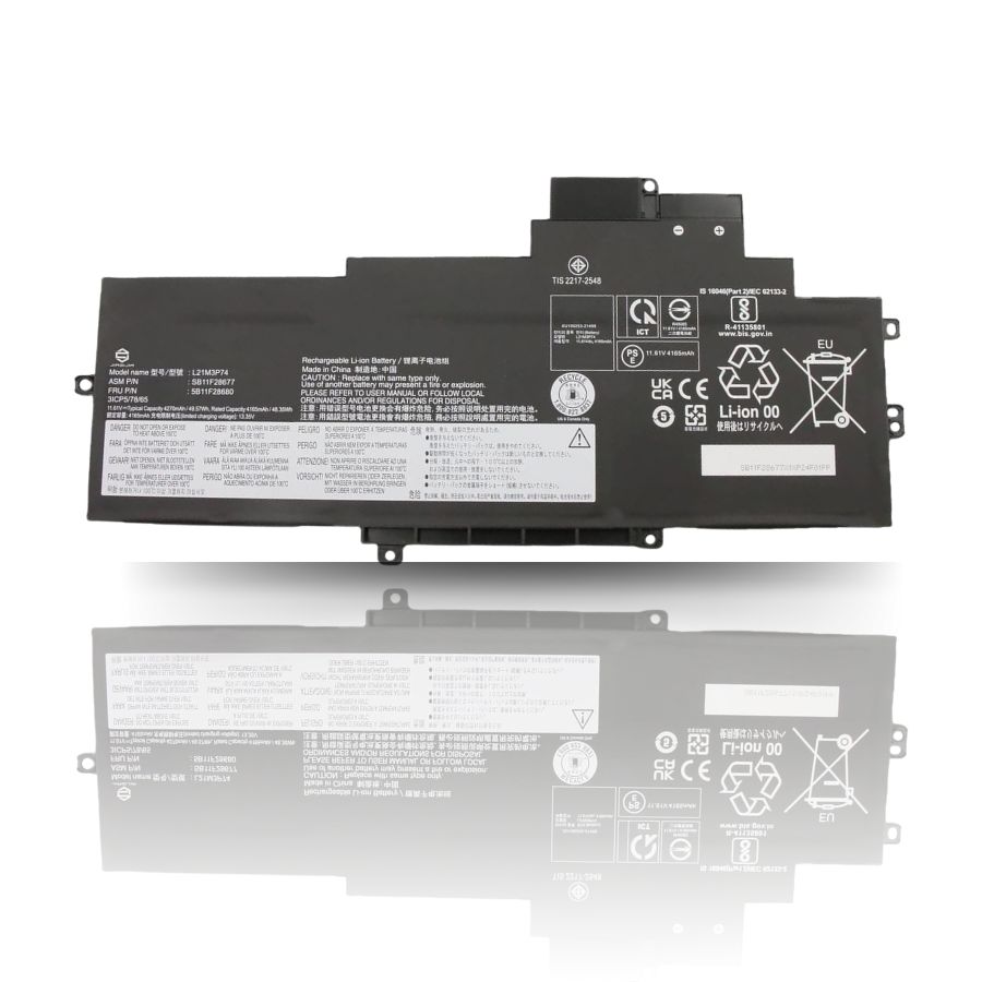 Mặt trước pin laptop Lenovo ThinkPad X1 Nano Gen 2, Gen 3, L21D3P70, L21M3P70, L21C3P70