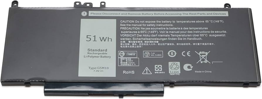 Mặt sau pin laptop Dell Latitude E5450, E5550, G5M10, R0TMP, 8V5GX, WYJC2