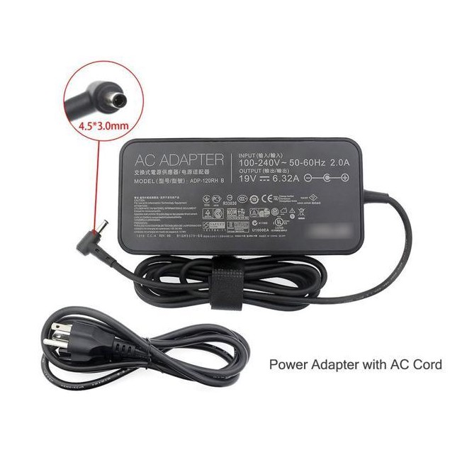 Sạc Laptop ASUS 19V-6.32A (Slim, Kim nhỏ - 4.5mm x 3.0mm) - ZIN