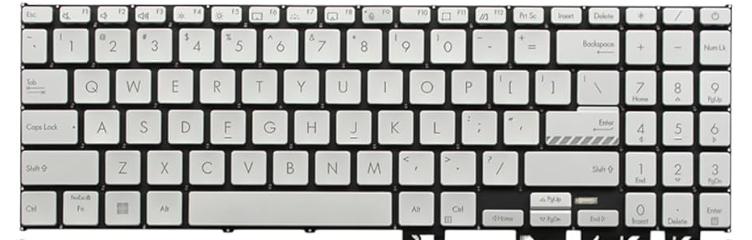 Mặt trước bàn phím laptop Asus Vivobook 15 X1504, 16X K3605, 15X K3504, E1504, M3504 màu bạc có LED