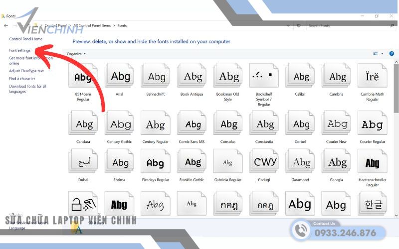 Đổi font trong từng ứng dụng