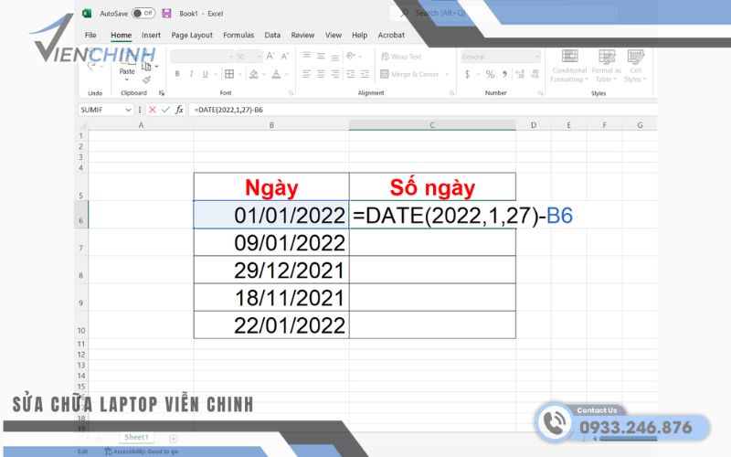 Hàm Đếm Ngày Trong Excel