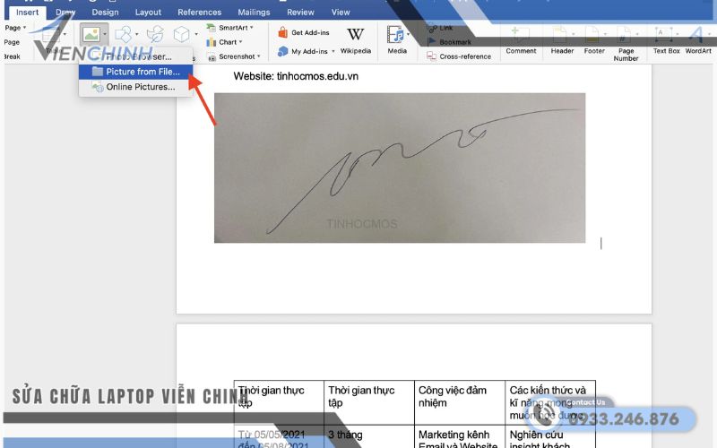 Scan Chữ Ký Vào Word