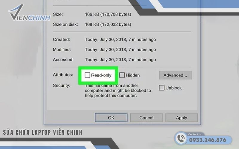 Kiểm tra chế độ Read-Only của file
