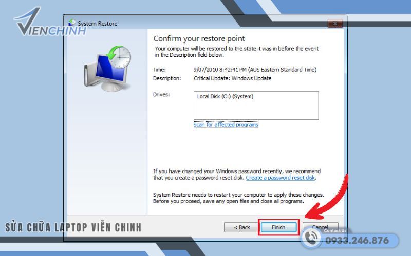 Sử dụng System Restore để quay về trạng thái trước đó