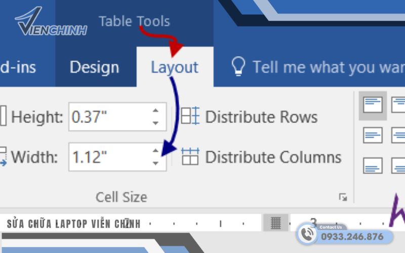 Chỉnh Layout của bảng
