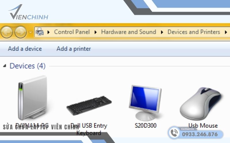 Chọn Devices and Printers