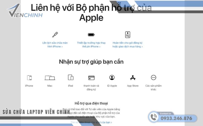 Liên Hệ Trung Tâm Hỗ Trợ Apple