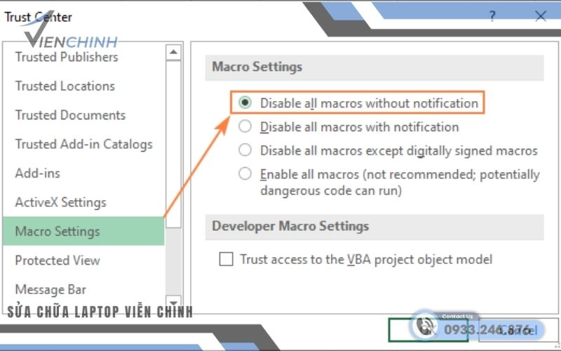 Kiểm tra và tắt macro nguy hiểm