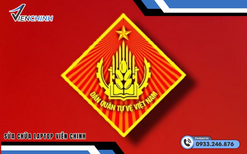 Logo dân quân tự vệ nền đỏ