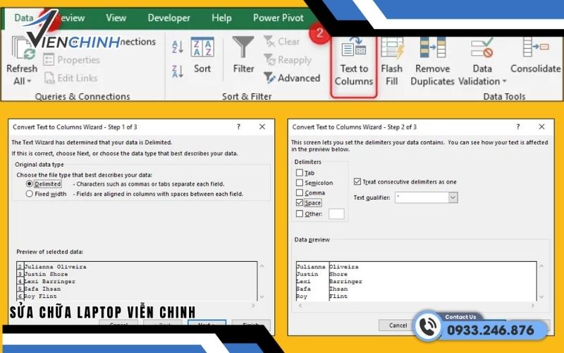 Hướng dẫn cách chia cột trong Excel bằng text to columns